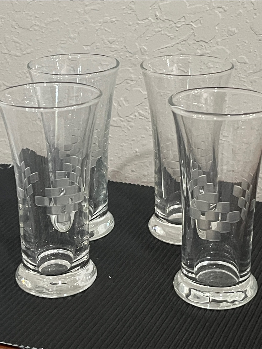 Libbey Symphony MCM Cordial Geometric Etched set of 4